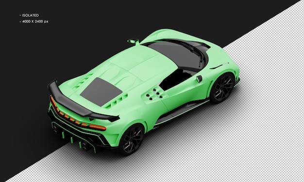 Isolated Realistic Matte Green Luxury Sedan Modern Hyper Sport Car From Top Right Rear View