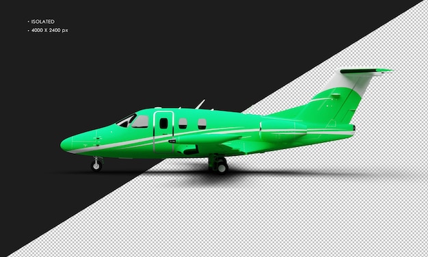 Isolated Realistic Matte green Twin Engine Light Jet Airplane from Left Side View