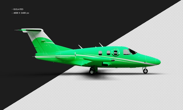 Isolated Realistic Matte green Twin Engine Light Jet Airplane from Right Side View