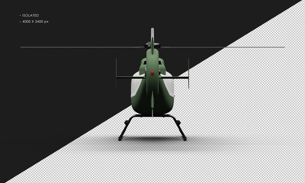 Isolated Realistic Matte Green With White Accent Ultralight Mini Helicopter From Rear View