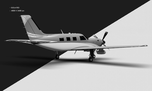 Isolated Realistic Matte Grey Luxury Single Engine Turboprop Airplane From Right Rear View