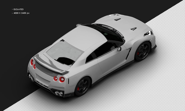 Isolated Realistic Matte Grey Luxury Sport Racing Super Car From Top Right Rear View