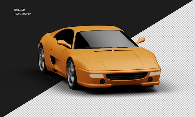 Isolated Realistic Matte orange Elegant Sport City Sedan Car from Right Front Angle View