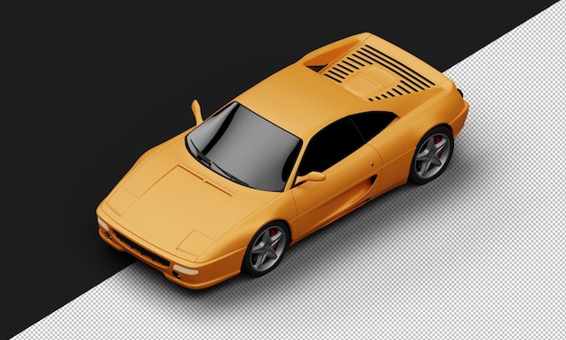 Isolated Realistic Matte orange Elegant Sport City Sedan Car from Top Left Front View