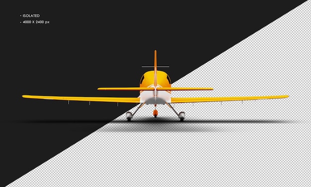 Isolated Realistic Matte orange Single Engine Propeller Low Wing Light Airplane from Rear View