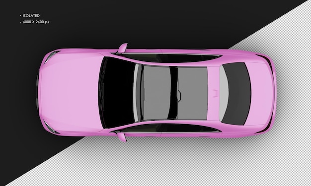 Isolated Realistic Matte Pink Luxury Modern Elegant Sedan City Car From Top View