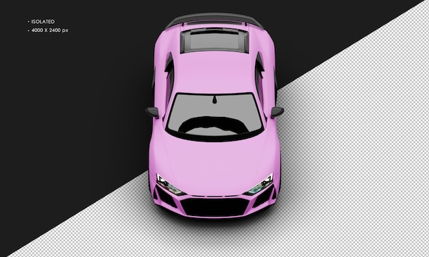 Isolated Realistic Matte Pink Purple Modern Sedan Super Sport Car From Top Front View