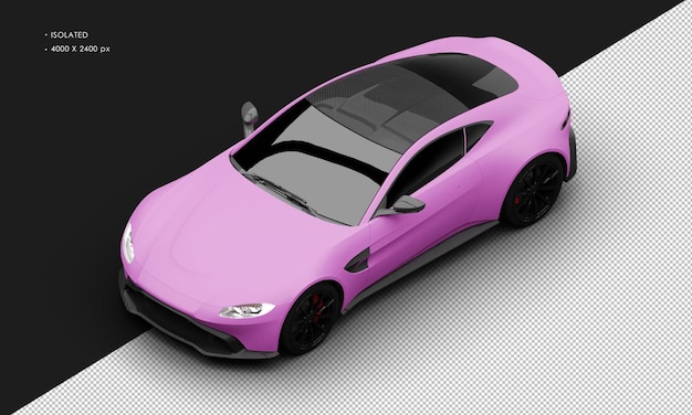 Isolated Realistic Matte Pink Purple Modern Sport Super Sedan Car From Top Left Front View