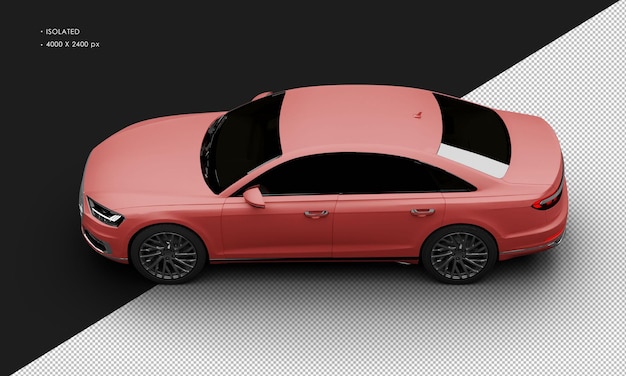 Isolated Realistic Matte Red Elegant Modern City Sedan Car From Top Left View