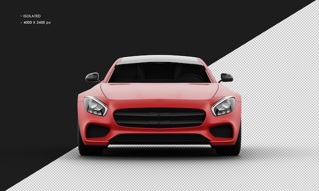 Isolated Realistic Matte Red Sedan Sport City Car from Front View