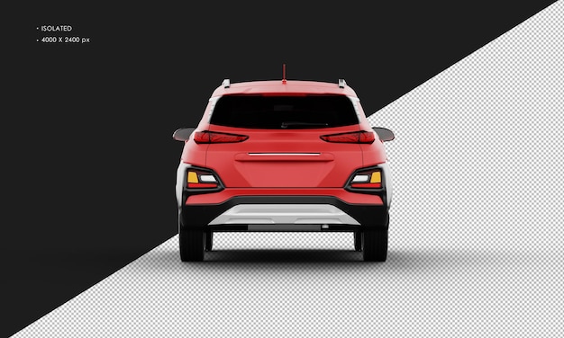 Isolated Realistic Matte red Sport City SUV Car from Rear View