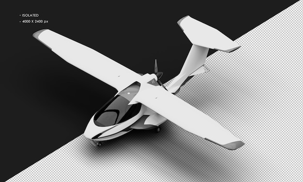 Isolated Realistic Matte White Amphibious Light Sport Aircraft Plane From Top Left Front View