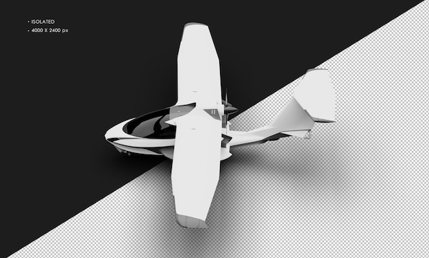 Isolated Realistic Matte White Amphibious Light Sport Aircraft Plane From Top Left View