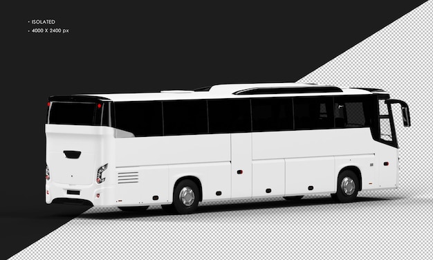 Isolated Realistic Matte white City Bus Car from Right Rear View