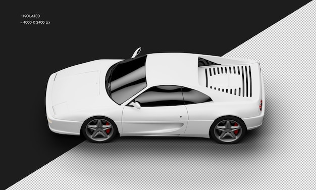 Isolated Realistic Matte white Elegant Sport City Sedan Car from Top Left View