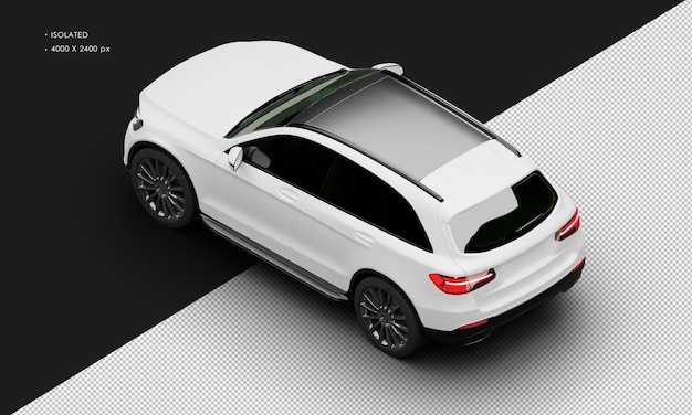 Isolated Realistic Matte White Exclusive Modern City Luxury Suv Car From Top Left Rear View