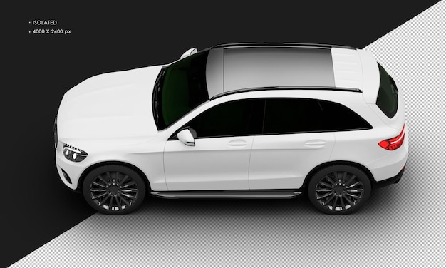 Isolated Realistic Matte White Exclusive Modern City Luxury Suv Car From Top Left View