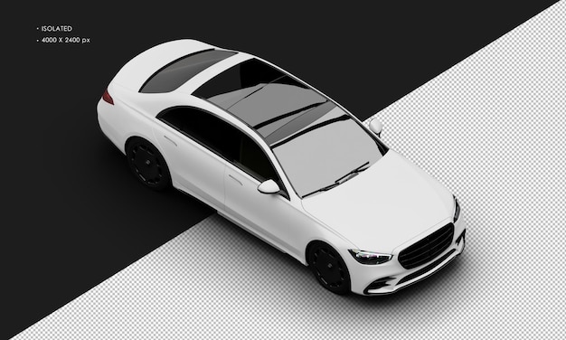 Isolated Realistic Matte White Luxury Modern Elegant Sedan City Car From Top Right Front View