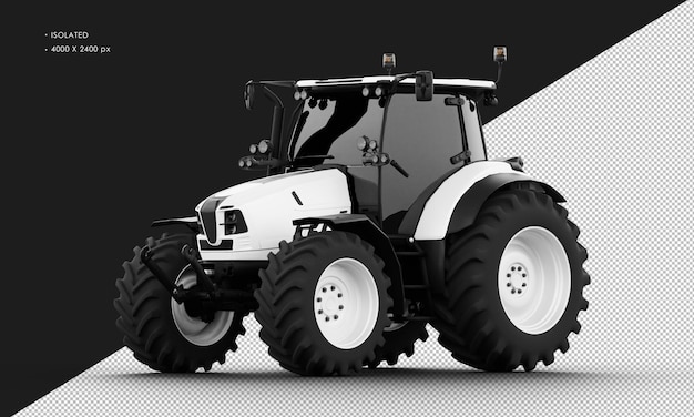 Isolated Realistic Matte white Metal Skidsteer loader from Left Front View