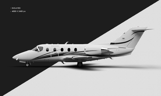 Isolated Realistic Matte white Twin Engine Medium Light Jet Airplane from Left Side View