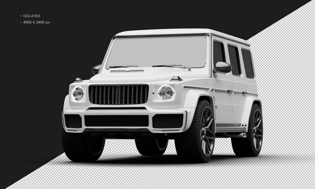 Isolated Realistic Matte White Twin Turbo Four Wheel Drive Luxury Suv Car From Left Front Angle View