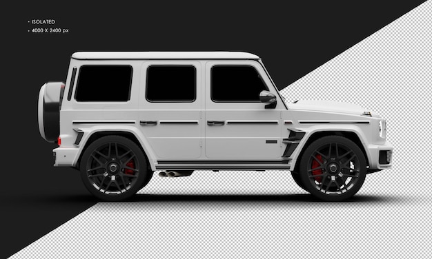 Isolated Realistic Matte White Twin Turbo Four Wheel Drive Luxury Suv Car From Right Side View