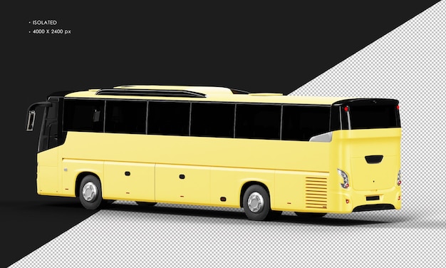 Isolated Realistic Matte Yellow City Bus Car from Left Rear View