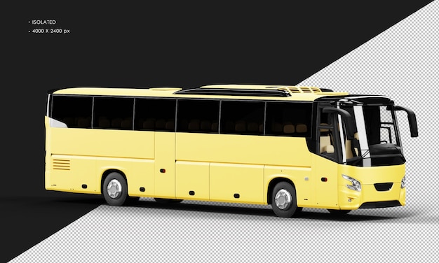 Isolated Realistic Matte Yellow City Bus Car from Right Front View