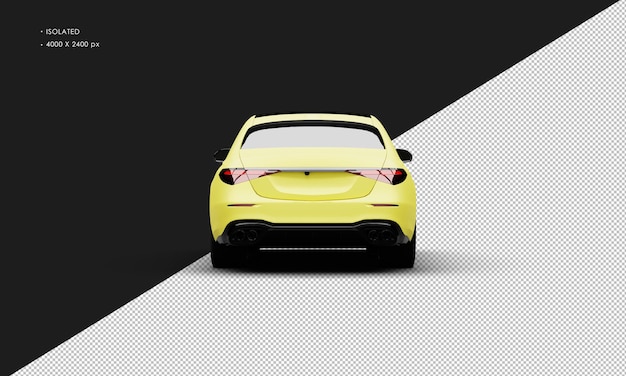 Isolated Realistic Matte Yellow Luxury Modern Elegant Sedan City Car From Rear View