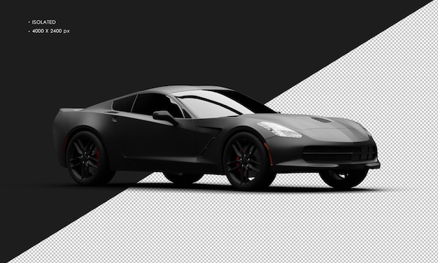 Isolated Realistic Metal black Titanium Modern Super Sport Car from Right Front View