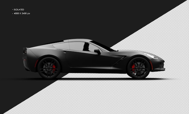 Isolated Realistic Metal black Titanium Modern Super Sport Car from Right Side View