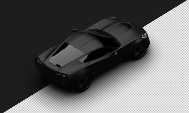 Isolated Realistic Metal black Titanium Modern Super Sport Car from Top Right Rear View