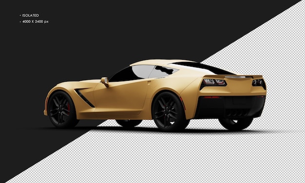 Isolated Realistic Metal gold Titanium Modern Super Sport Car from Left Rear View