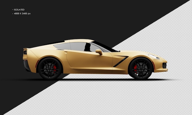 Isolated Realistic Metal gold Titanium Modern Super Sport Car from Right Side View