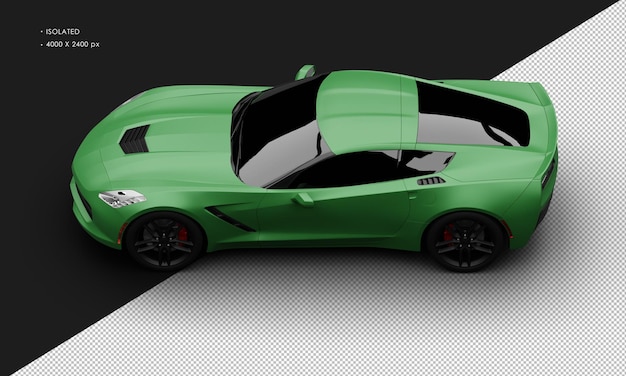 Isolated Realistic Metal green Titanium Modern Super Sport Car from Top Left View