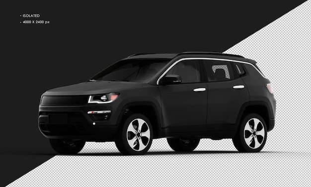 Isolated Realistic Metal Matte black Car SUV from Left Front View