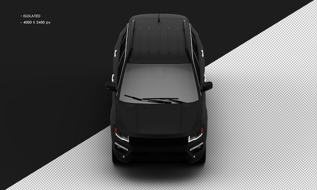 Isolated Realistic Metal Matte black Car SUV from Top Front View