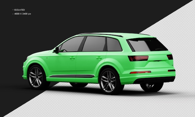 Isolated Realistic Metal Matte green Sport Elegant SUV Car from Left Rear View