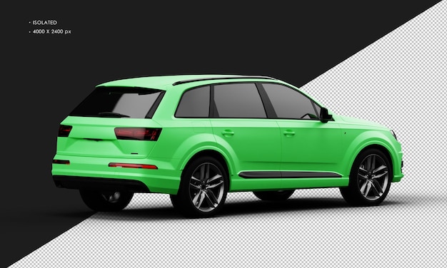 Isolated Realistic Metal Matte green Sport Elegant SUV Car from Right Rear View