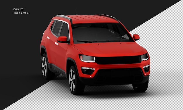 Isolated Realistic Metal Matte red Car SUV from Right Front Angle View