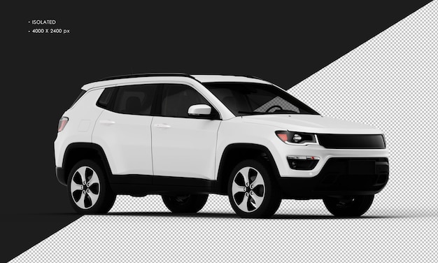 Isolated Realistic Metal Matte white Car SUV from Right Front View