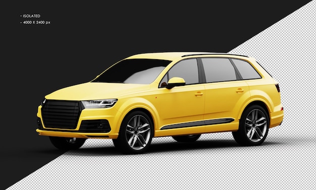 Isolated Realistic Metal Matte yellow Sport Elegant SUV Car from Left Front View