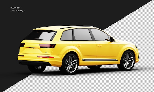 Isolated Realistic Metal Matte yellow Sport Elegant SUV Car from Right Rear View