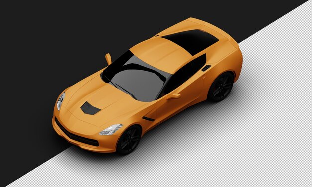 Isolated Realistic Metal Metalic Orange Titanium Modern Super Sport Car from Top Left Front View