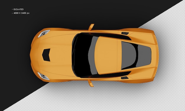 Isolated Realistic Metal Metalic Orange Titanium Modern Super Sport Car from Top View