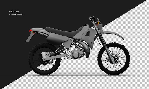 Isolated Realistic Metal Titanium Grey Trail Motorcycle from Right Side View