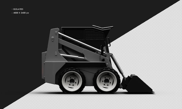 Isolated Realistic Metal Titanium Shiny Grey Skid Steer Loader From Right Side View