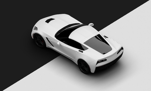 Isolated Realistic Metal white Titanium Modern Super Sport Car from Top Left Rear View