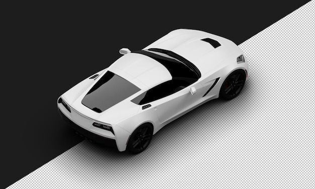 Isolated Realistic Metal white Titanium Modern Super Sport Car from Top Right Rear View