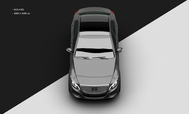 Isolated Realistic Metallic Black Modern Luxury City Sedan Car From Top Front View